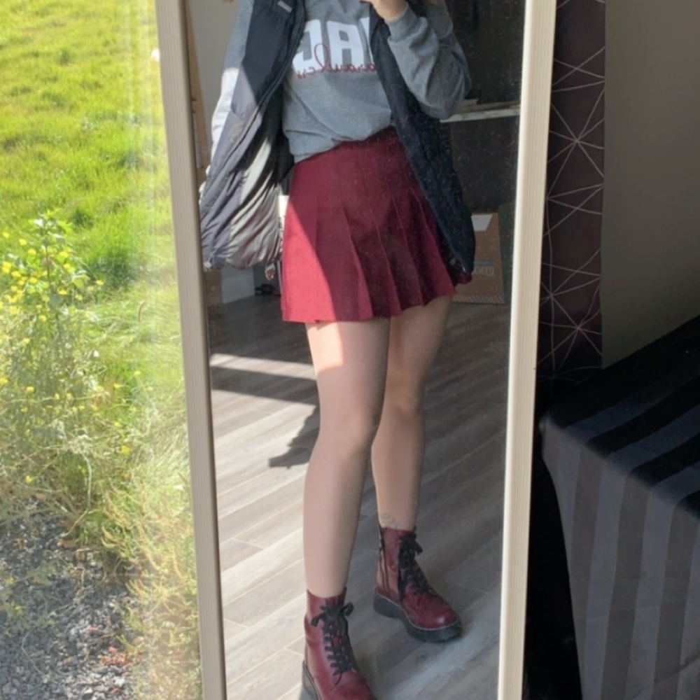 American Apparel Maroon Pleated Tennis Skirt